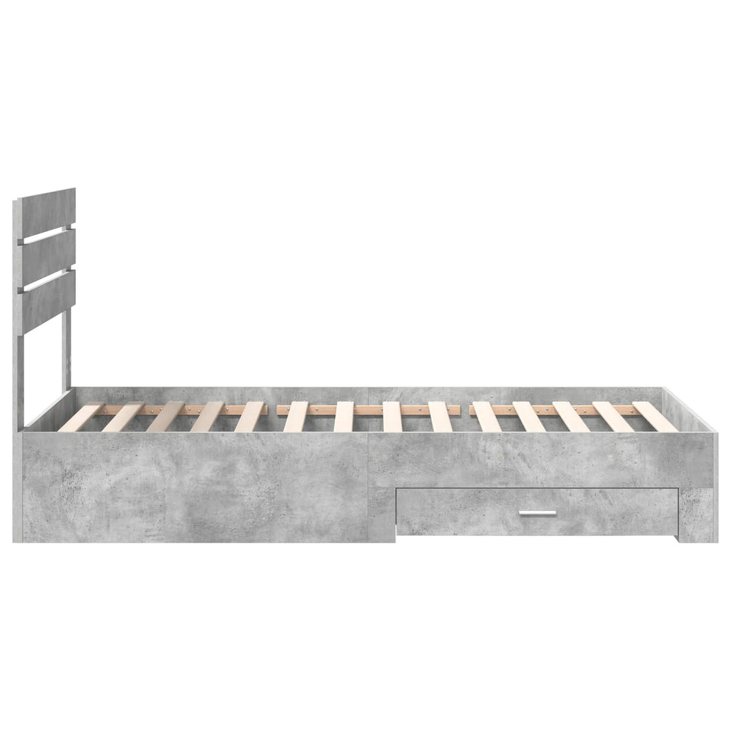 Bed Frame with Drawer with Headboard Manual Engineered Wood