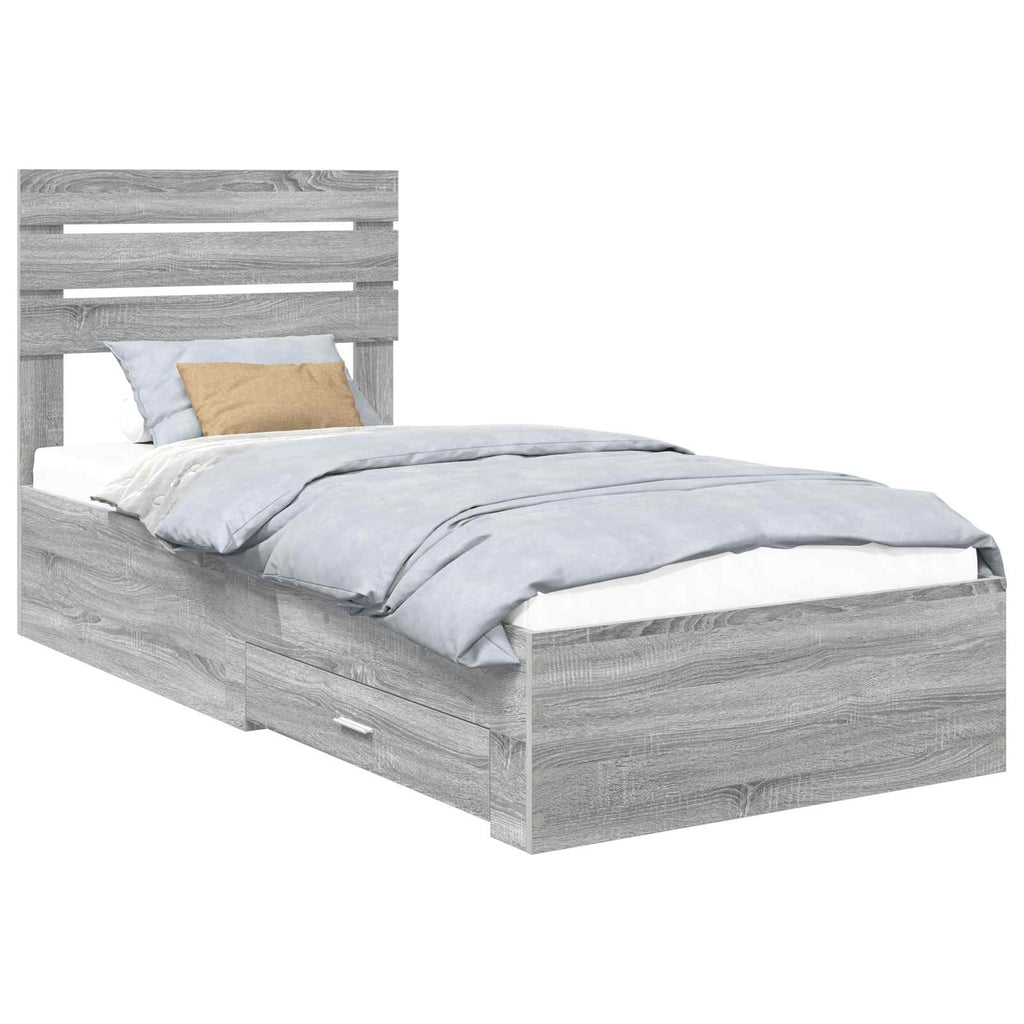 Bed Frame with Drawer with Headboard Manual Engineered Wood