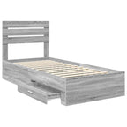 Bed Frame with Drawer with Headboard Manual Engineered Wood