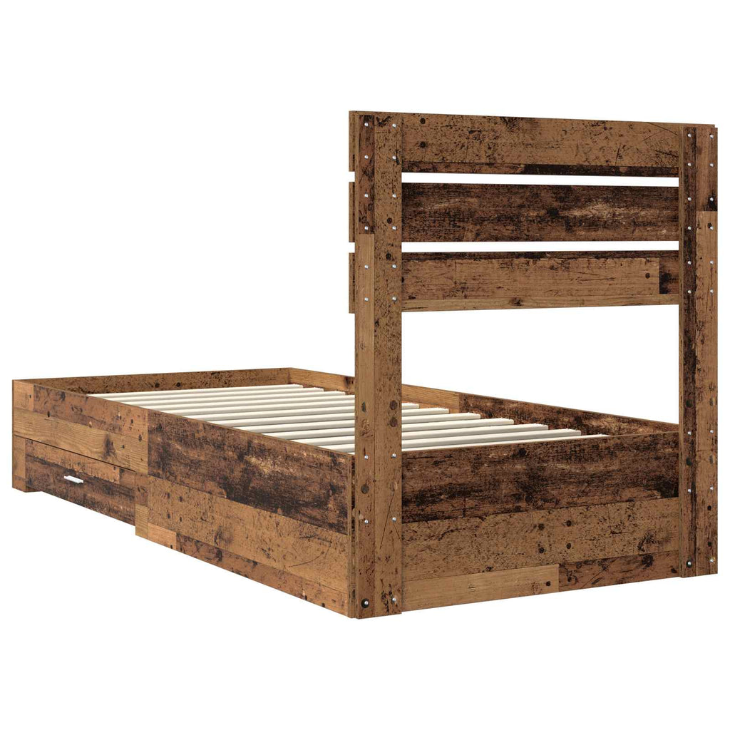 Bed Frame with Drawer with Headboard Manual Engineered Wood