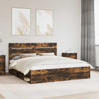 Bed Frame Smoked Oak 180 x 200 cm Solid Pine Wood