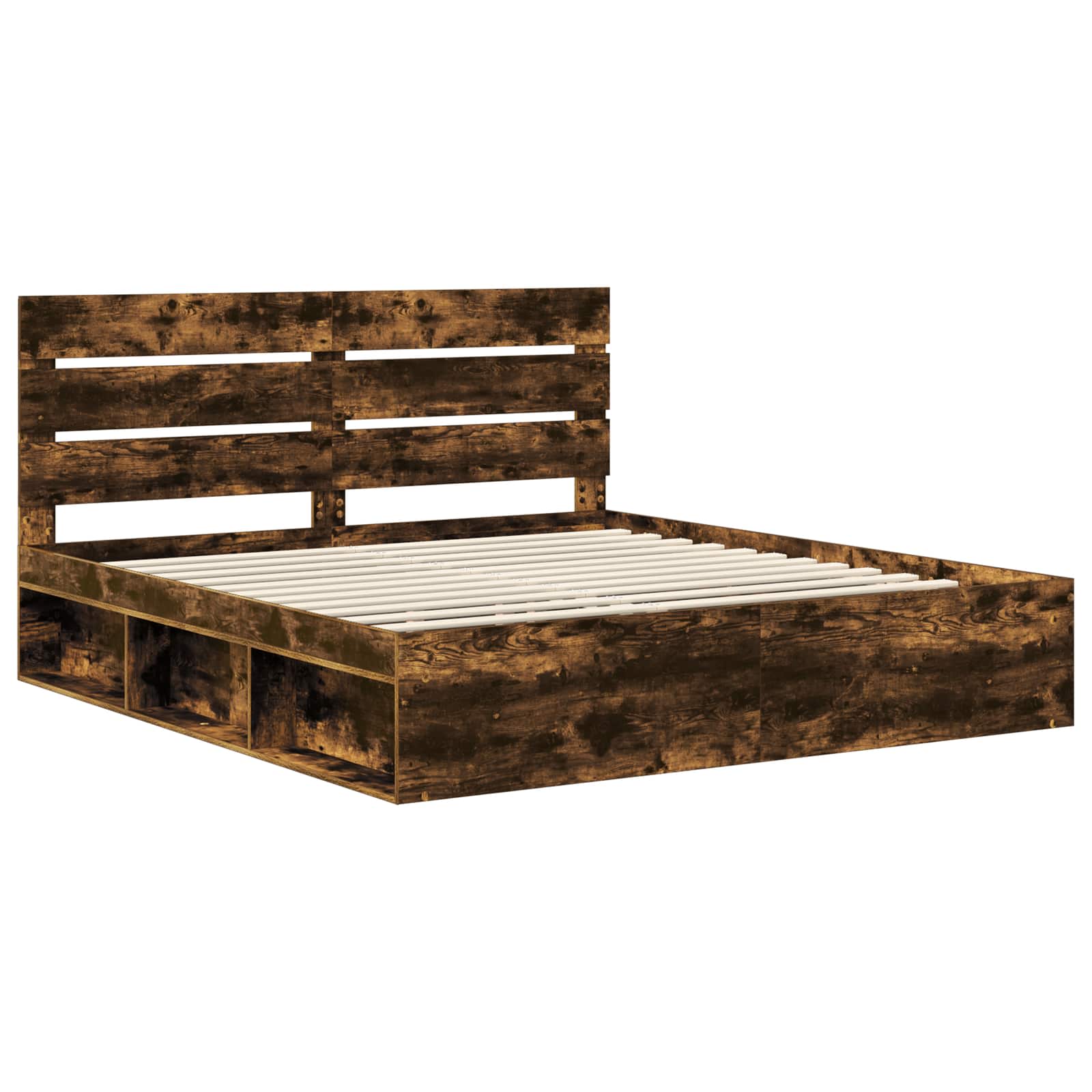 Bed Frame Smoked Oak 180 x 200 cm Solid Pine Wood