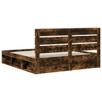 Bed Frame Smoked Oak 180 x 200 cm Solid Pine Wood