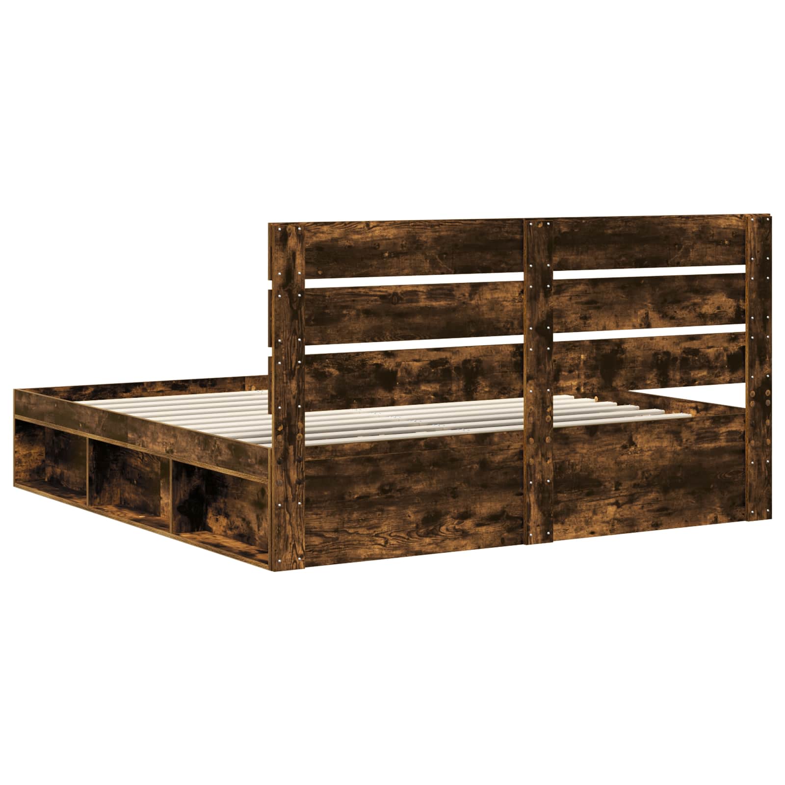 Bed Frame Smoked Oak 180 x 200 cm Solid Pine Wood