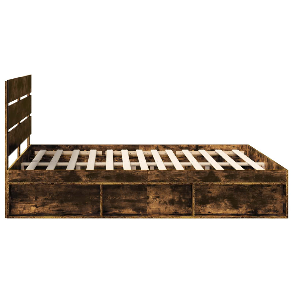 Bed Frame Smoked Oak 180 x 200 cm Solid Pine Wood