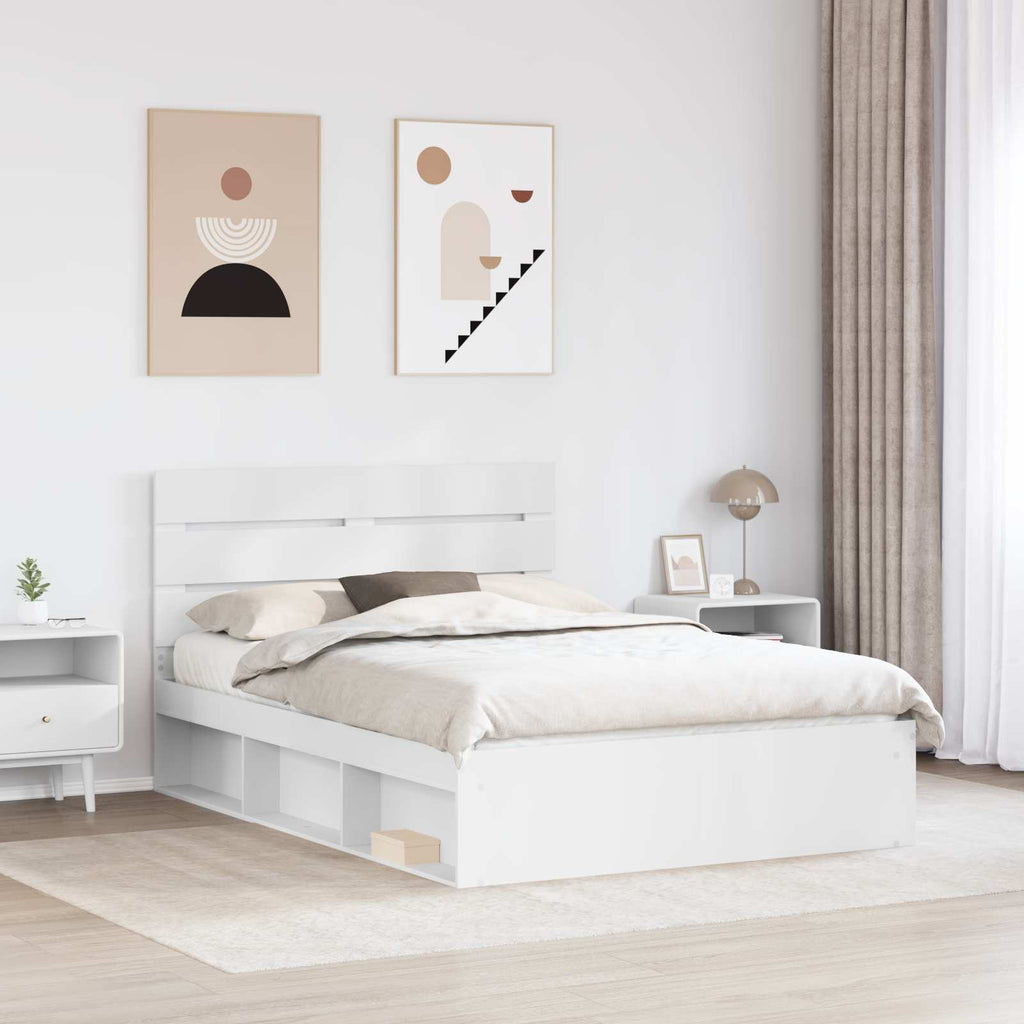 Bed Frame with Headboard White 140 x 200 cm Solid Pine Wood