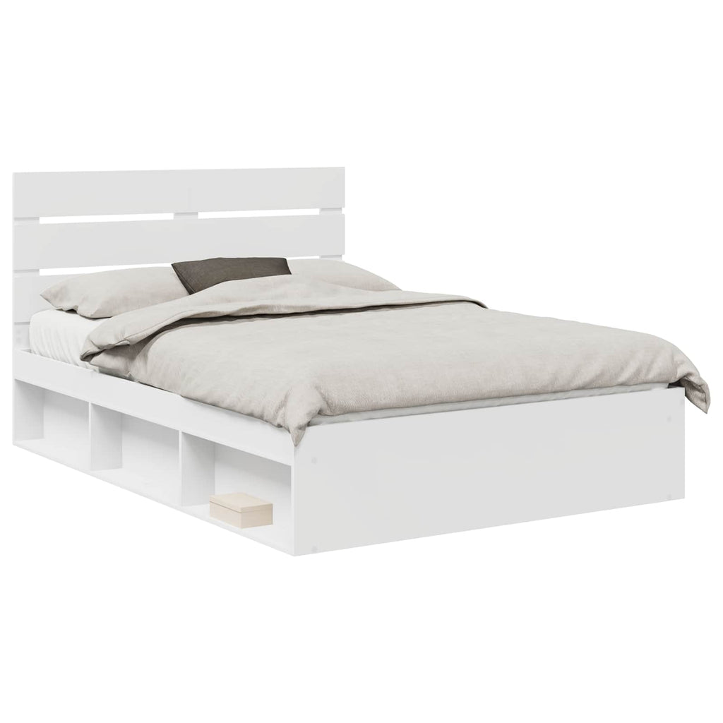 Bed Frame with Headboard White 140 x 200 cm Solid Pine Wood