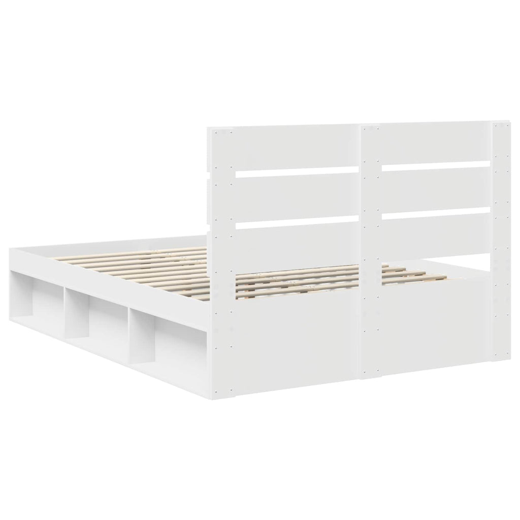Bed Frame with Headboard White 140 x 200 cm Solid Pine Wood