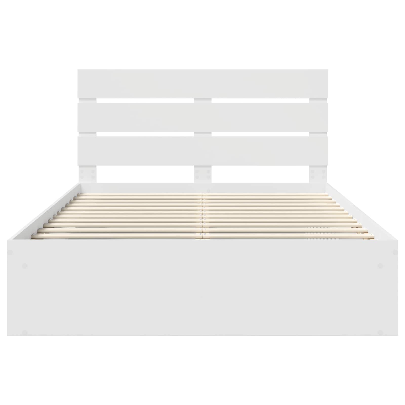 Bed Frame with Headboard White 140 x 200 cm Solid Pine Wood