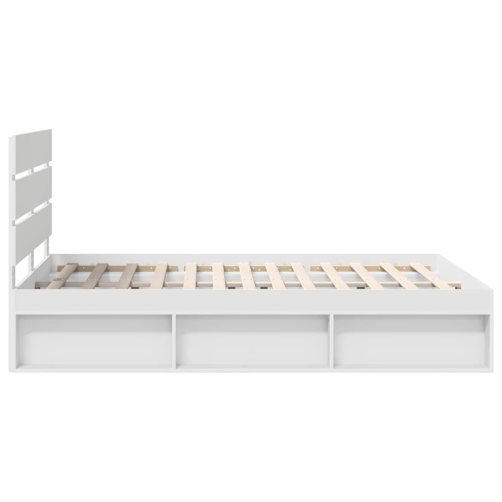Bed Frame with Headboard White 140 x 200 cm Solid Pine Wood