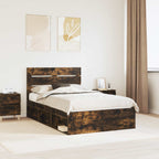 Bed Frame Smoked Oak 120 x 200 cm Solid Pine Wood
