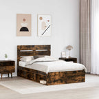 Bed Frame Smoked Oak 120 x 190 cm Solid Pine Wood