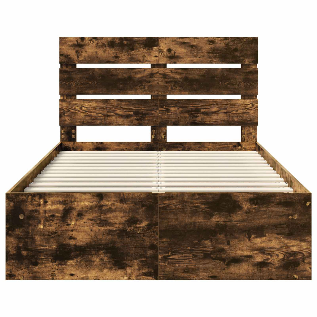 Bed Frame Smoked Oak 120 x 190 cm Solid Pine Wood