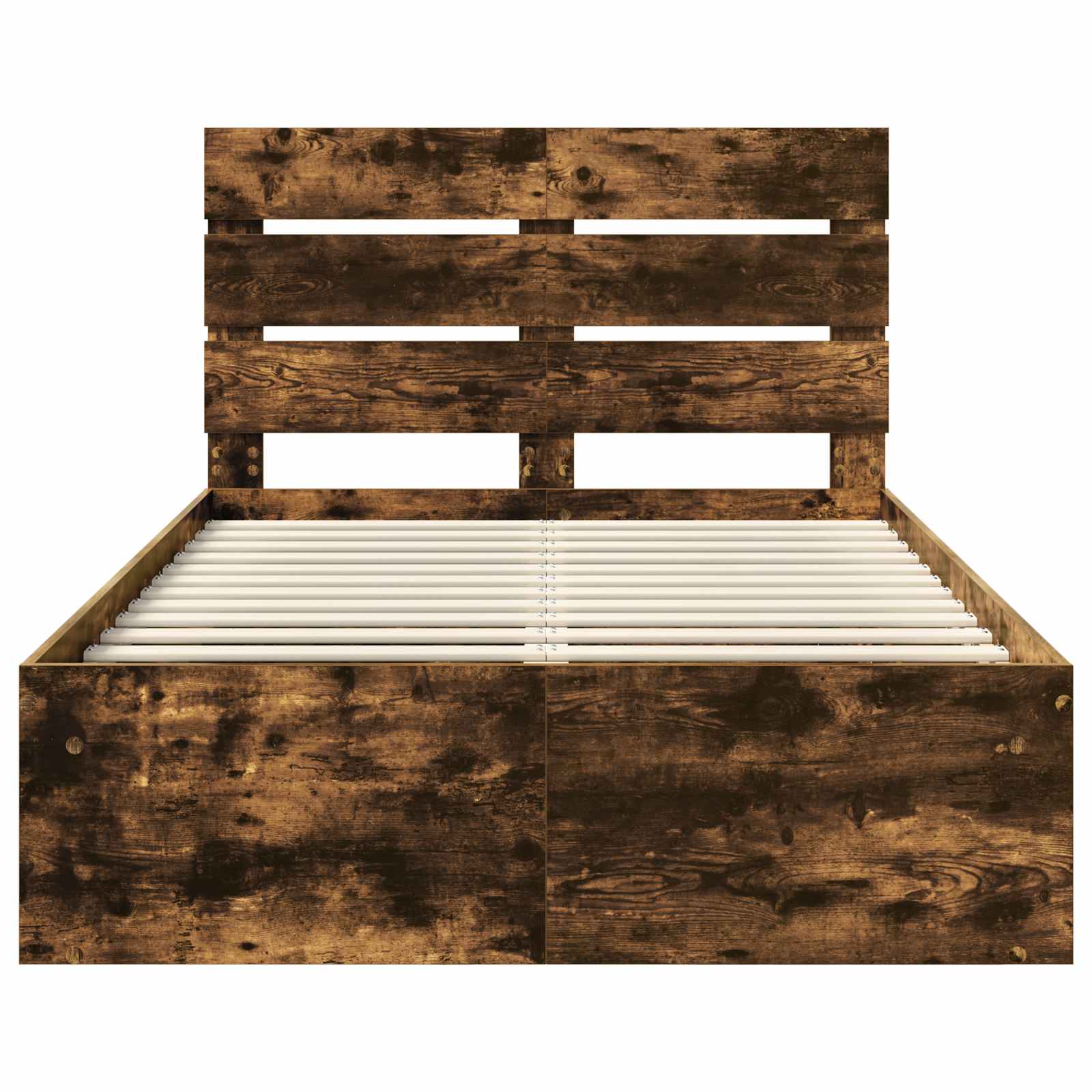 Bed Frame Smoked Oak 120 x 190 cm Solid Pine Wood