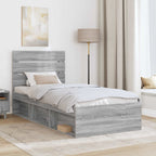 Bed Frame Grey Sonoma 90 x 190 cm Solid Pine Wood