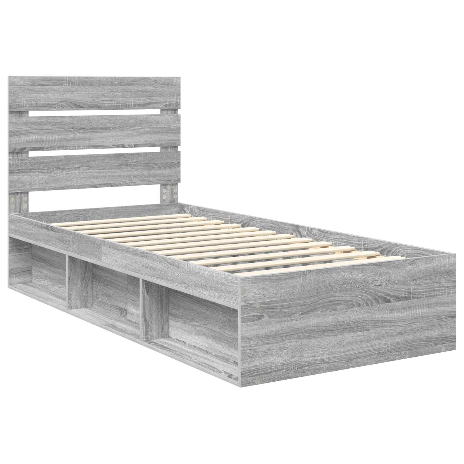 Bed Frame Grey Sonoma 90 x 190 cm Solid Pine Wood