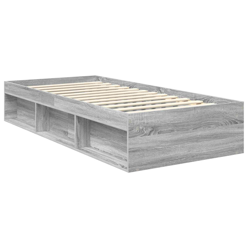 Bed Frame Grey Sonoma 90 x 190 cm Solid Pine Wood