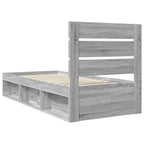 Bed Frame Grey Sonoma 90 x 190 cm Solid Pine Wood