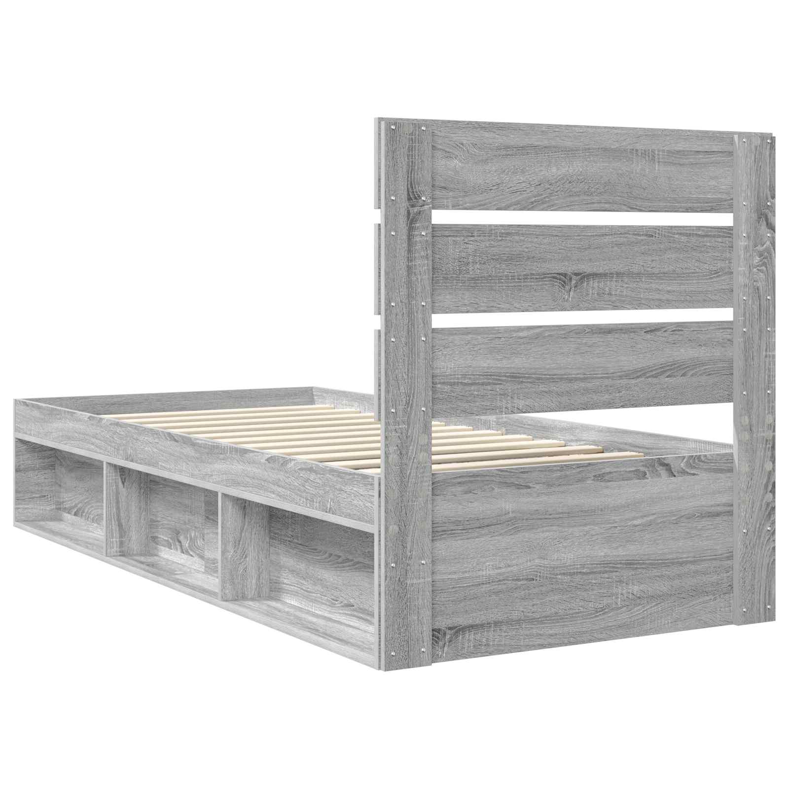 Bed Frame Grey Sonoma 90 x 190 cm Solid Pine Wood