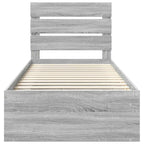 Bed Frame Grey Sonoma 90 x 190 cm Solid Pine Wood