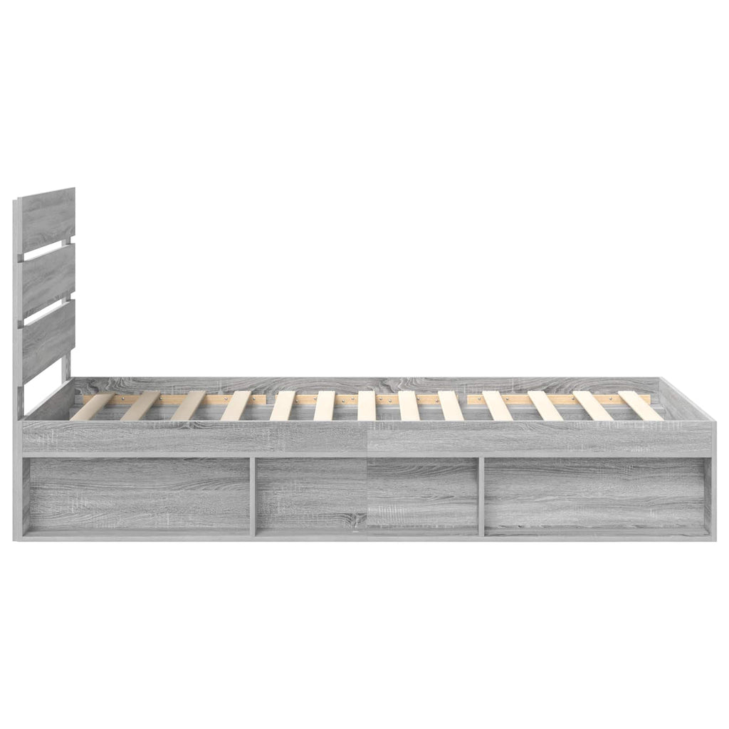 Bed Frame Grey Sonoma 90 x 190 cm Solid Pine Wood