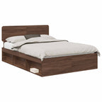 Bed Frame with Headboard Brown Oak 140 x 200 cm Solid Pine Wood