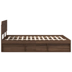 Bed Frame with Headboard Brown Oak 140 x 200 cm Solid Pine Wood