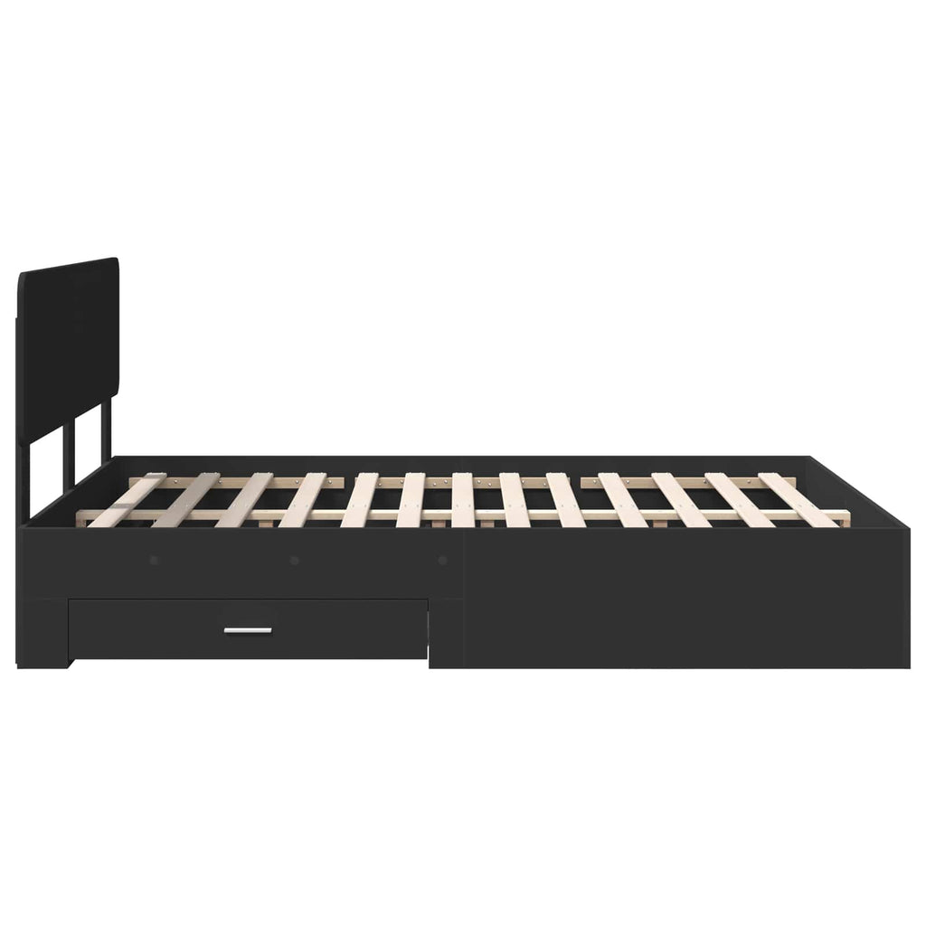 Bed Frame with Headboard Black 160 x 200 cm Engineered Wood