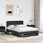 Bed Frame with Headboard Black 140 x 200 cm Engineered Wood