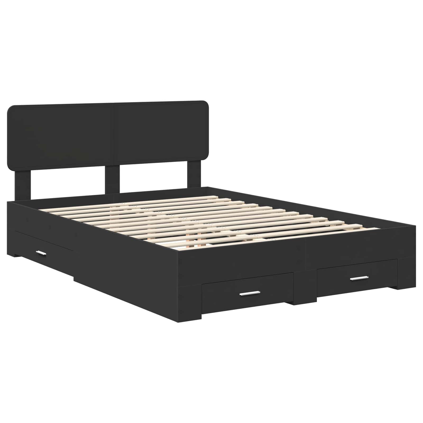 Bed Frame with Headboard Black 140 x 200 cm Engineered Wood