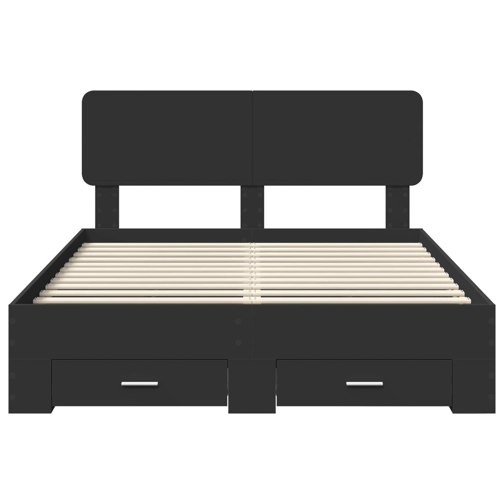 Bed Frame with Headboard Black 140 x 190 cm Engineered Wood