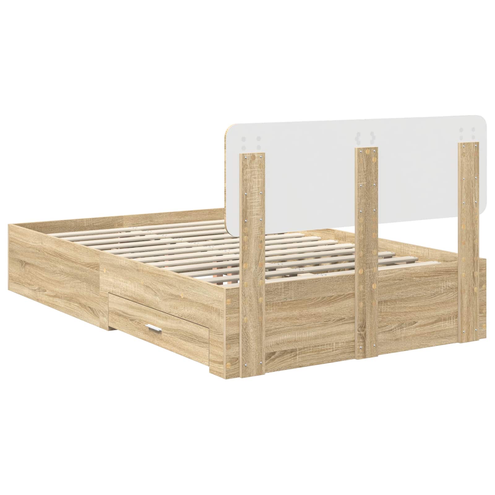 Bed Frame with Drawer Sonoma Oak 135 x 190 cm Engineered Wood