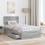 Bed Frame with Drawer Grey Sonoma 90 x 200 cm Engineered Wood