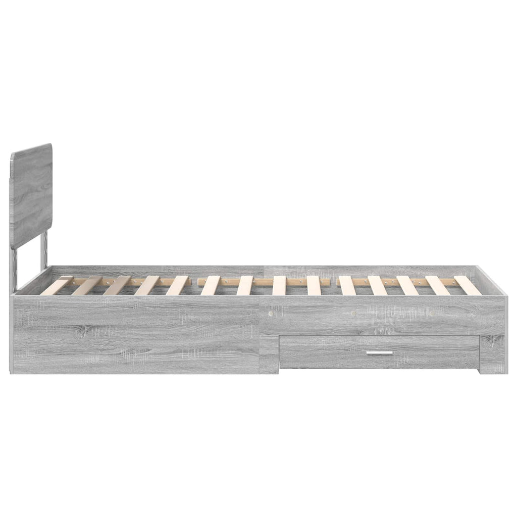 Bed Frame with Drawer Grey Sonoma 90 x 200 cm Engineered Wood