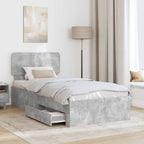 Bed Frame with Drawer Concrete Grey 90 x 190 cm Engineered Wood