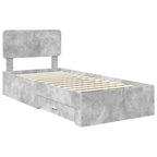 Bed Frame with Drawer Concrete Grey 90 x 190 cm Engineered Wood