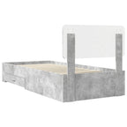 Bed Frame with Drawer Concrete Grey 90 x 190 cm Engineered Wood