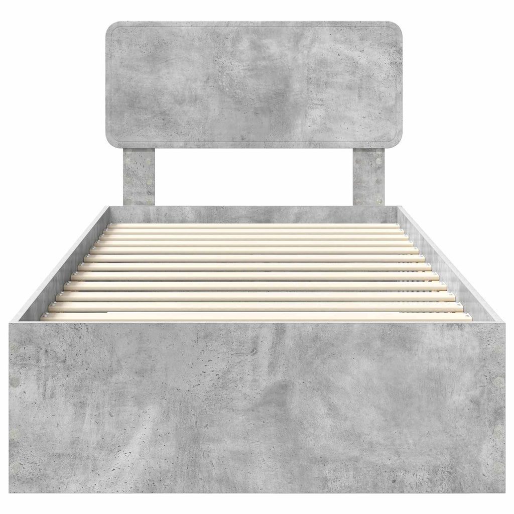 Bed Frame with Drawer Concrete Grey 90 x 190 cm Engineered Wood