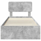 Bed Frame with Drawer Concrete Grey 90 x 190 cm Engineered Wood