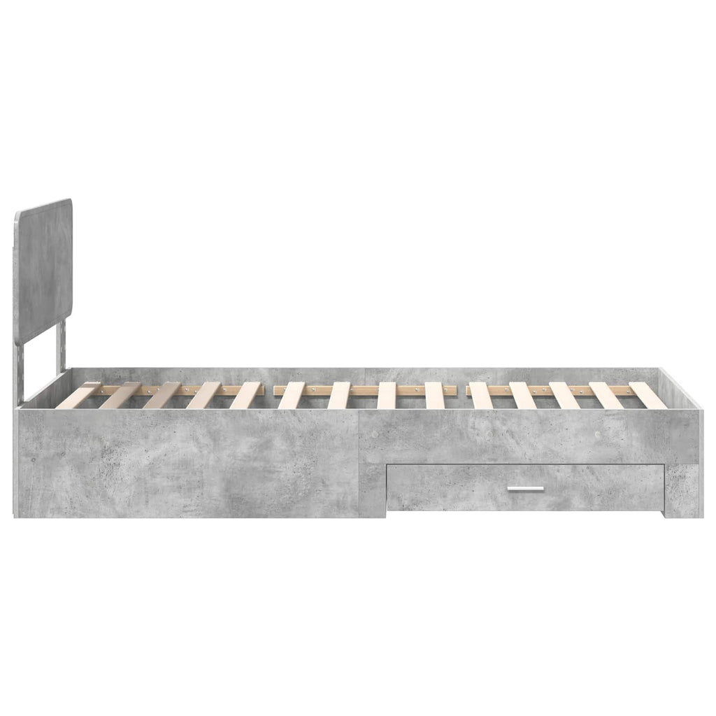 Bed Frame with Drawer Concrete Grey 90 x 190 cm Engineered Wood