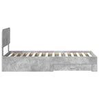Bed Frame with Drawer Concrete Grey 90 x 190 cm Engineered Wood