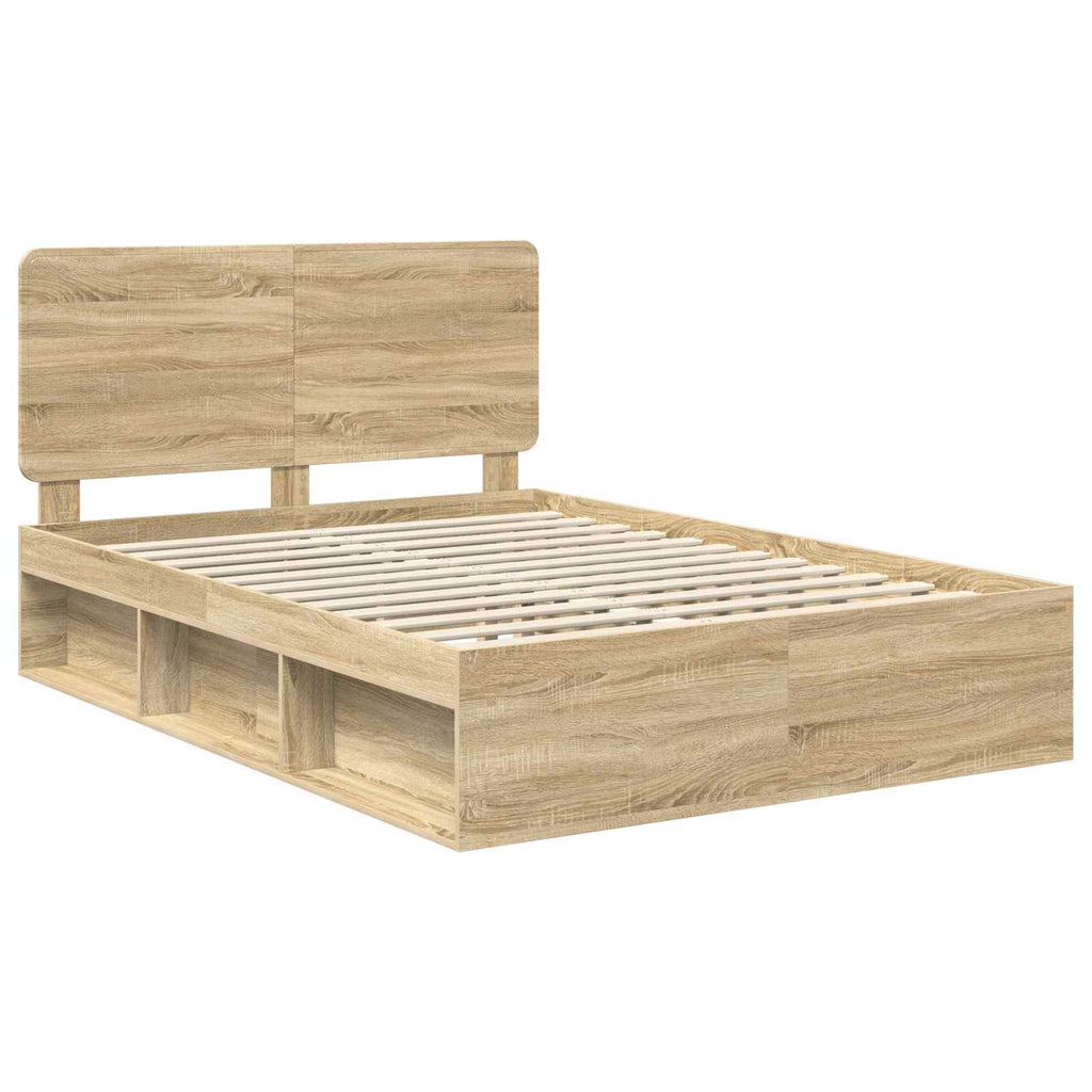 Bed Frame with Headboard Sonoma 160 x 200 cm Solid Pine Wood