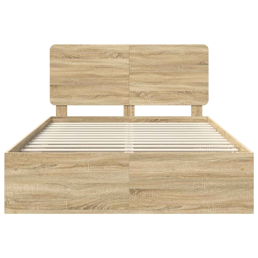 Bed Frame with Headboard Sonoma 160 x 200 cm Solid Pine Wood