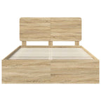 Bed Frame with Headboard Sonoma 160 x 200 cm Solid Pine Wood