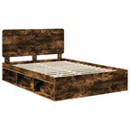 Bed Frame Smoked Oak 140 x 200 cm Solid Pine Wood
