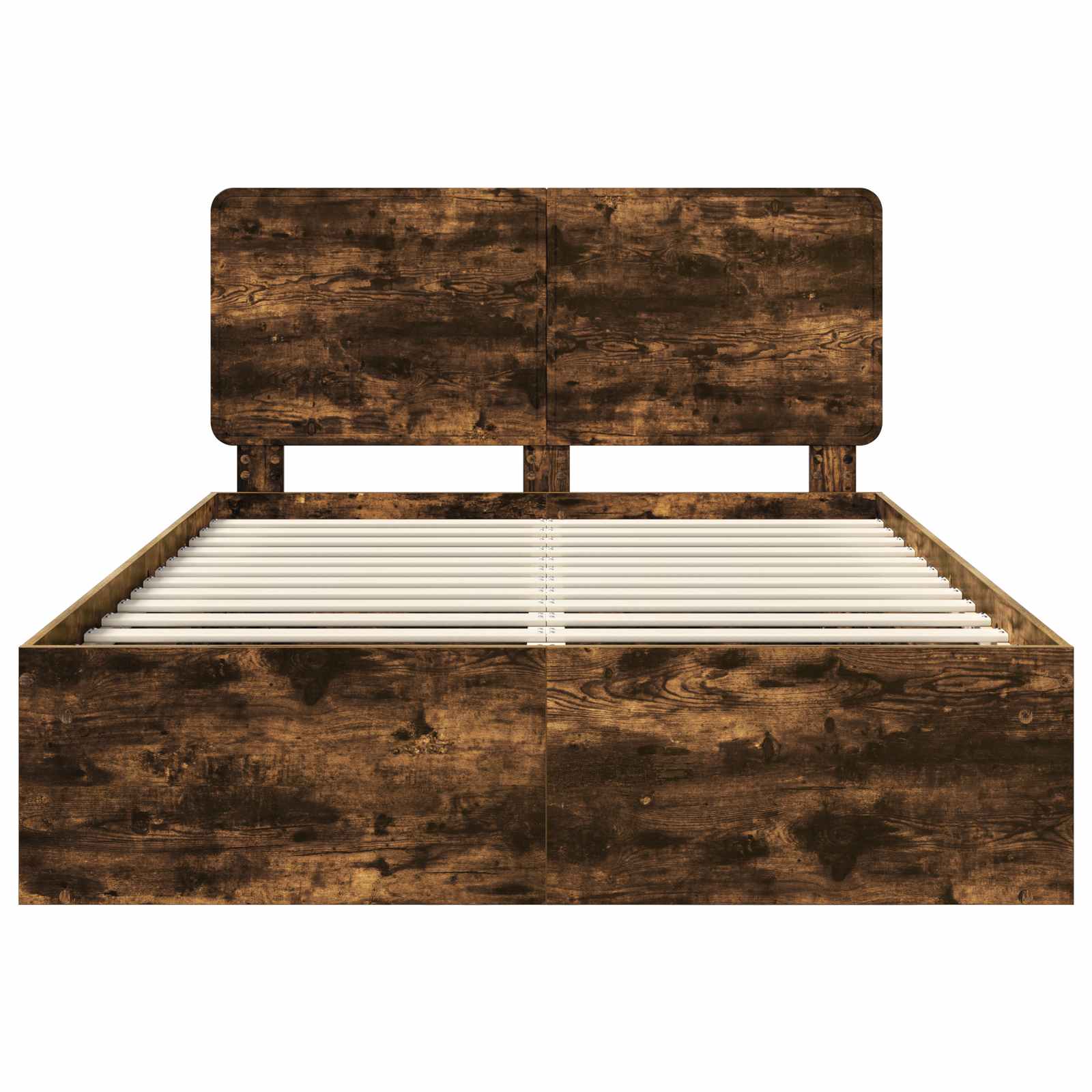 Bed Frame Smoked Oak 140 x 200 cm Solid Pine Wood