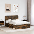Bed Frame Smoked Oak 140 x 190 cm Solid Pine Wood