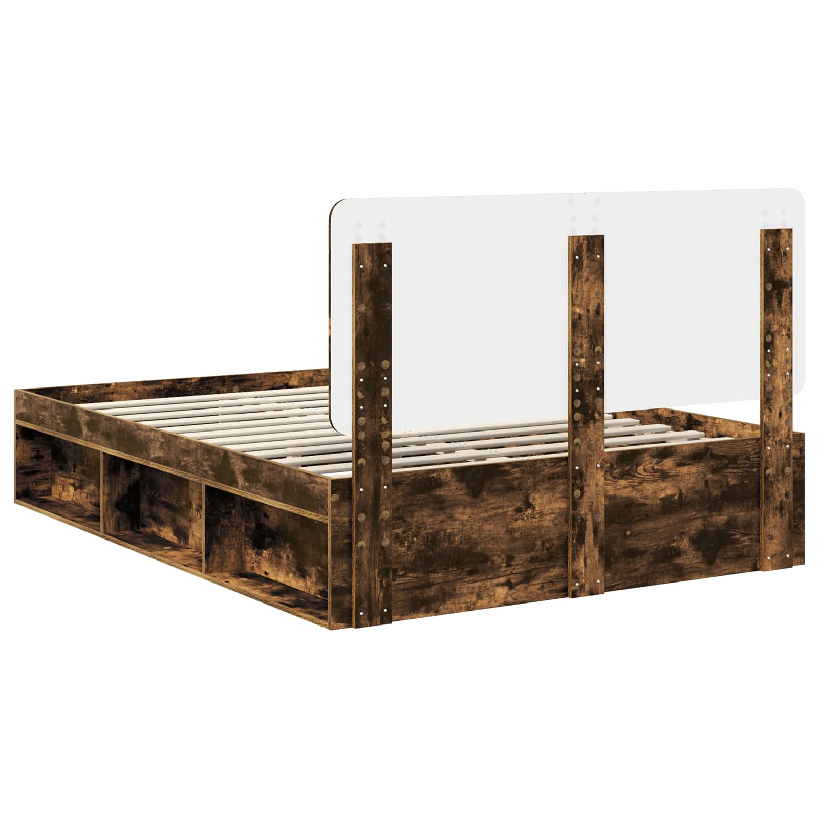 Bed Frame Smoked Oak 140 x 190 cm Solid Pine Wood