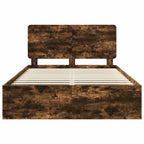 Bed Frame Smoked Oak 140 x 190 cm Solid Pine Wood