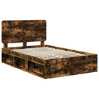 Bed Frame Smoked Oak 120 x 190 cm Solid Pine Wood